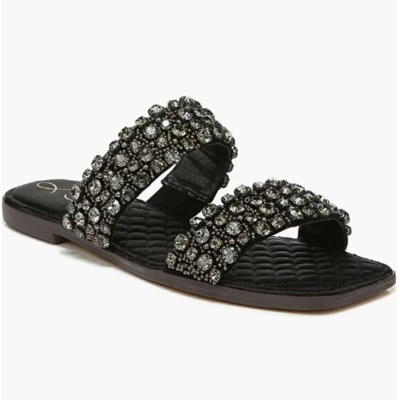 Sam Edelman Women's Ezel Black Crystal Embellished Sandals - Size 7.5 - Picture 1 of 8